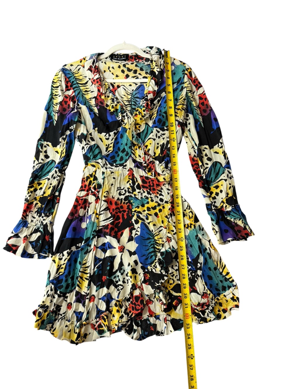 The Kooples Sport Summer in Honolulu Tropical Animal Print Ruffle Wrap Dress, 2 - Picture 9 of 15